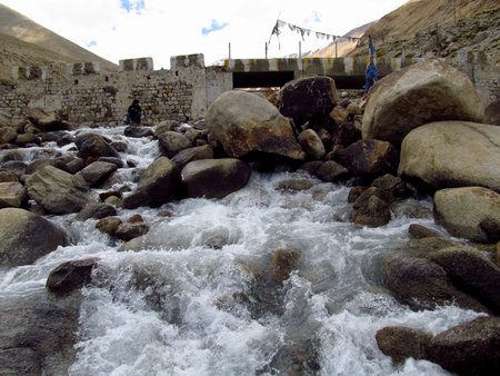 Flowing water and rocks