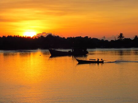 Sunrise at Krabi river, Krabi Thailandの写真素材