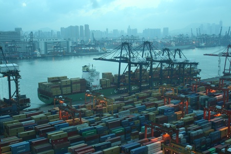 Tsing yi port, morning shot, hongkongのeditorial素材