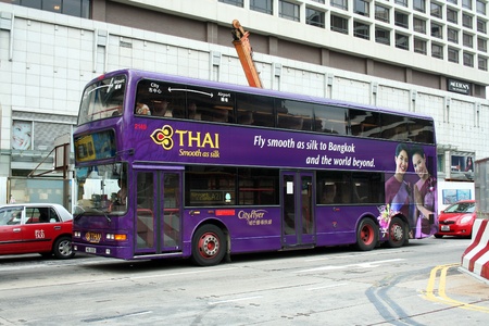 hongkong bus, transportation in hongkongのeditorial素材