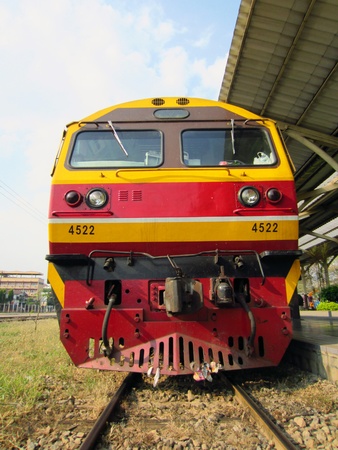 hitachi locomotive at chiangmai stationのeditorial素材
