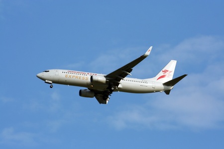 Hongkong express airline, boeing 737-800, landing at chiangmai airport, flight from hongkongのeditorial素材