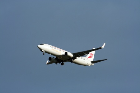 Hongkong express airline, boeing 737-800, landing at chiangmai airport, flight from hongkongのeditorial素材