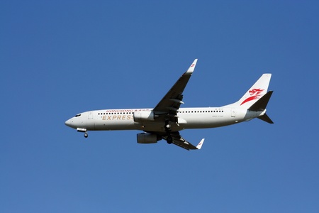 Hongkong express airline, boeing 737-800, landing at chiangmai airport, flight from hongkongのeditorial素材