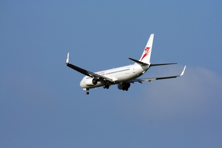 Hongkong express airline, boeing 737-800, landing at chiangmai airport, flight from hongkongのeditorial素材