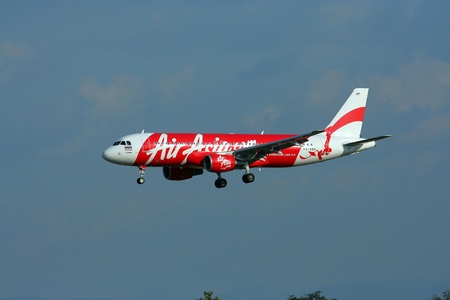 HS-ABH Airbus a320-200 of Thaiairasia landing to Chiangmai airport, flight from bangkok Suvarnabhumi airport.のeditorial素材