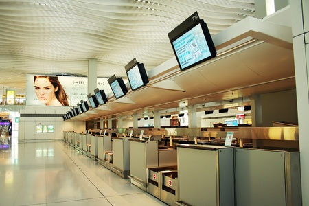 Checkin area, terminal 2, hongkong airportのeditorial素材