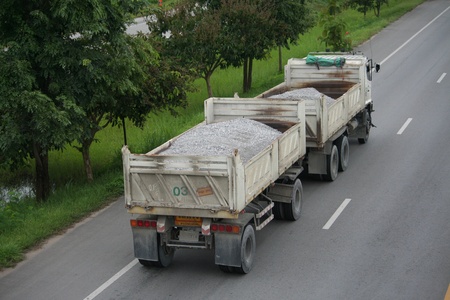 Trailer truck, rock dump.のeditorial素材