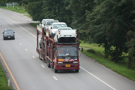 Trailer truck, car container.のeditorial素材