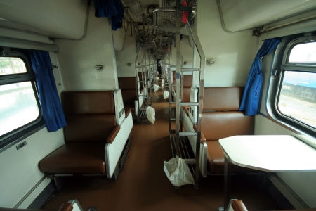 inside passenger train, chiangmai train station.のeditorial素材
