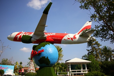 Exposition of low-cost airline AirAsia, at Royal Flora Ratchaphruek Exhibition in Chiang Mai, Thailand のeditorial素材