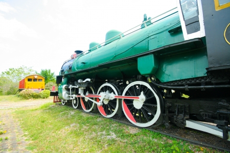 Old locomotive, at King Mongkut Memorial Park of Science and Technology , Prachuap Khiri Khan province, thailandのeditorial素材