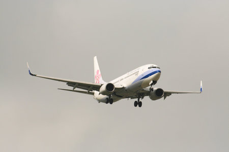 Boeing 737-800 of china airline, flight between chiangmai and taipei. Photo from chiangmai airport,...