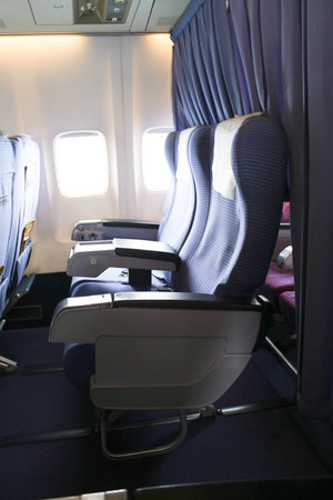 Cabin photo of Boeing 737-400 Nokair. photo inflight from bangkok and chiangmai airport.のeditorial素材