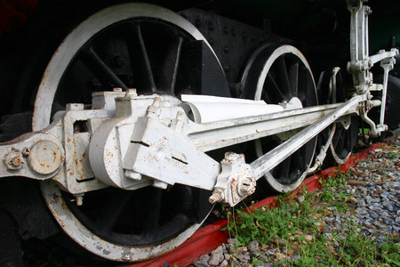 Close up detail steam locomotiveの写真素材