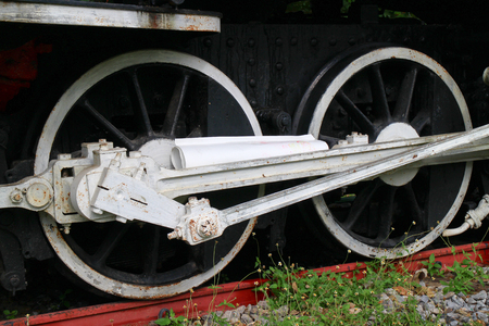 Close up detail steam locomotiveの写真素材