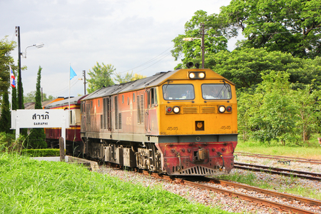 Train in saraphi station, chiangmai, thailandのeditorial素材