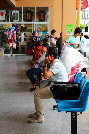 Passenger waiting for bus , chiangmai bus stationのeditorial素材