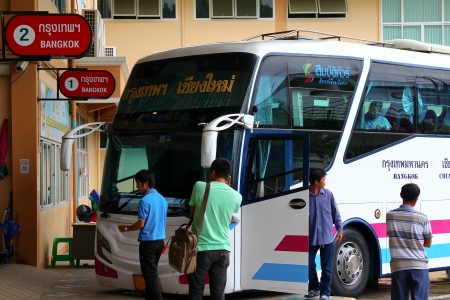 Bus and passenger, chiangmai bus stationのeditorial素材