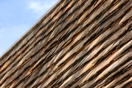 Traditional roof tiles from baked clayの写真素材