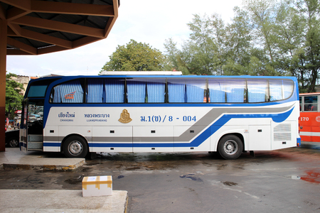 Benze bus of International bus , chiang mai and Luangprabang, Lao  Thai Transport Company ,State enterprise のeditorial素材