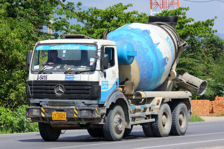 CHIANGMAI, THAILAND - MAY 25 2014   Concrete truck no D-5416 of CPAC  Concrete product company  Photo at road no 121 about 8 km from downtown Chiangmai, thailand  のeditorial素材