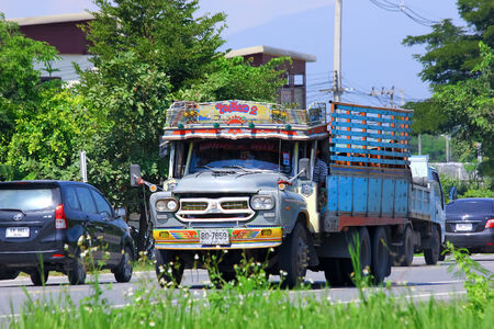 CHIANGMAI, THAILAND - OCTOBER 3 2014: Old truck of Sang Thong Farm. Photo at road no.121 about 8 km from downtown Chiangmai, thailand.のeditorial素材