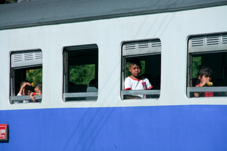 CHIANGMAI , THAILAND - NOVEMBER 7 2008: Passenger of  train no.52 from chiangmai to bangkok. Photo at Chiangmai railway station.のeditorial素材