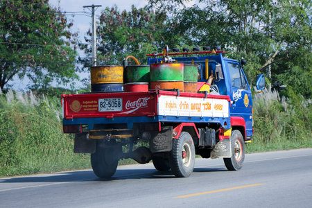 CHIANGMAI, THAILAND - NOVEMBER 14 2014: PAYAWAN Oil Truck. Photo at Road No.121 about 8 Km from Chiangmai city.のeditorial素材