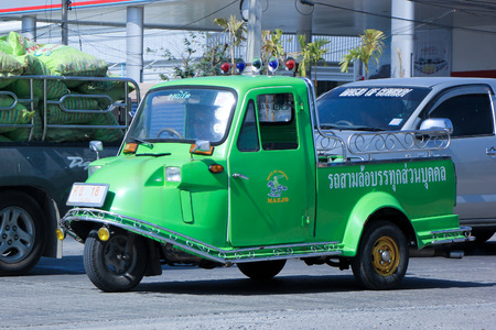 CHIANG MAI, THAILAND - DECEMBER  25 2014: Private Tuktuk car. Photo at road no.1001 about 8 km from city center, thailand.のeditorial素材