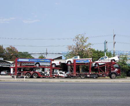CHIANGMAI, THAILAND - MARCH  4 2015: CEVA  Vehicle  Logistics thailand. Auto Carrier Trailer Truck. Photo at Road No.11 about 5 Km from Chiang mai city.のeditorial素材