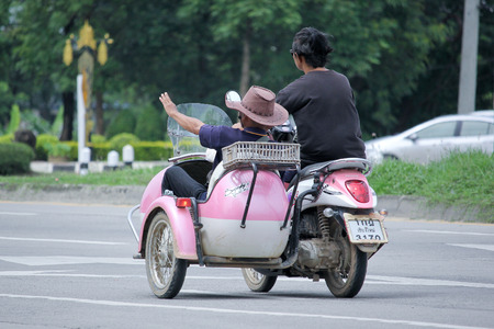CHIANGMAI, THAILAND -AUGUST 20 2015: Honda Scoopy i Motercycle. Photo at road no.121 about 8 km from downtown Chiangmai, thailand.のeditorial素材