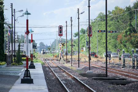 CHIANGMAI, THAILAND -OCTOBER  7 2015:  Saraphi Train Station. Sub Train Station of Chiangmai Province. About 8 Km from Chiangmai Train Station, End of north route.のeditorial素材