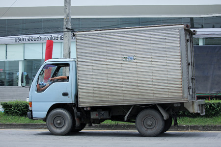 CHIANGMAI, THAILAND -SEPTEMBER  10 2015:  Cold Container Truck for Ice Transportation, VIC Company. Photo at road no.121 about 8 km from downtown Chiangmai, thailand.のeditorial素材