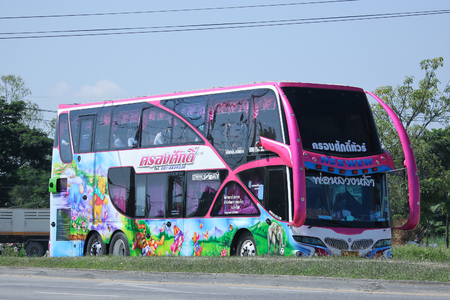 CHIANGMAI, THAILAND -OCTOBER  20 2015:  Travel bus of Krong Sak tour. Photo at road no 121 about 8 km from downtown Chiangmai, thailand.のeditorial素材