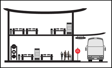 Bus stop stationのイラスト素材