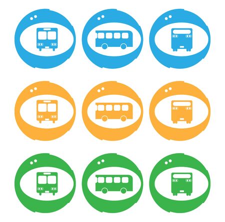 Retro Bus iconsのイラスト素材