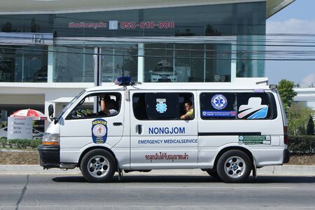 CHIANGMAI, THAILAND -NOVEMBER 26 2015:  Ambulance van of Nongjom Subdistrict Administrative Organization. Photo at road no.121 about 8 km from downtown Chiangmai, thailand.のeditorial素材