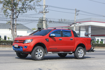 CHIANGMAI, THAILAND -FEBRUARY 9 2016:  Private Pickup car, Ford Ranger. On road no.1001, 8 km from Chiangmai city.のeditorial素材