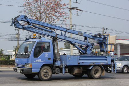 CHIANGMAI, THAILAND -FEBRUARY 21 2016:  Bucket truck of Nongjom Subdistrict Administrative Organization.  On road no.1001, 8 km from Chiangmai city.のeditorial素材