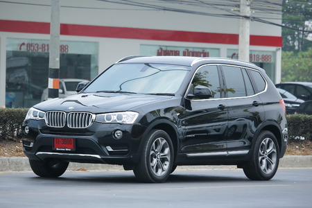 CHIANGMAI, THAILAND -APRIL 22 2016: Private Car. Bmw X3. Photo at road no.1001 about 8 km from downtown Chiangmai, thailand.のeditorial素材