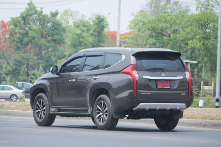 CHIANGMAI, THAILAND -APRIL 29 2016:  Private car of Mitsubishi Pajero Suv Car.  Photo at road no.121 about 8 km from downtown Chiangmai, thailand.のeditorial素材