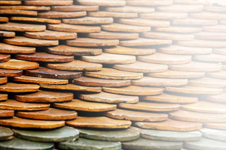 Old clay temple roofの写真素材