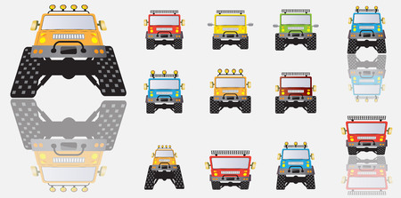 Set of off road truck , Many colour of truckのイラスト素材