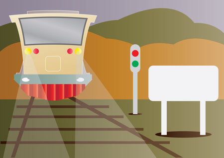 Train at station and mountain backgroundのイラスト素材