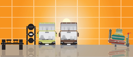 Landscape of Bus terminal on sunset timeのイラスト素材