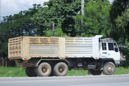 CHIANGMAI, THAILAND -JULY 27 2016:  Old Private Mitsubishi Fuso Dump Truck.  On road no.1001, 8 km from Chiangmai Business Area.のeditorial素材