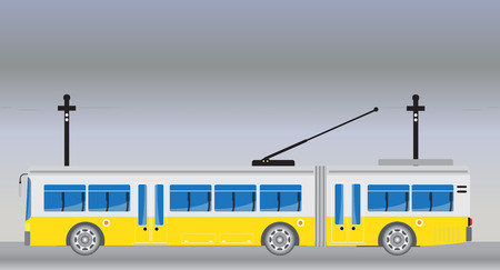 Electric bus and Trailer or Trolley bus Vector Illustrationのイラスト素材