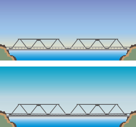 Bridge and road with Nature sky Landscape Background Vector Illustrationのイラスト素材