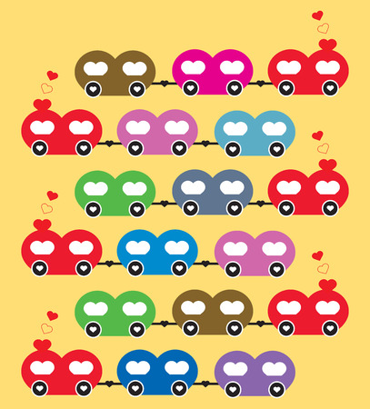 Steam Locomotive and train by heart or Love train idea for background Vector Illustrationのイラスト素材